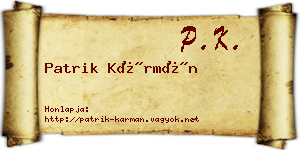 Patrik Kármán névjegykártya